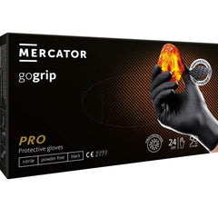 Prémiové nitrilové rukavice Mercator Gogrip čierne pre mechanikov, veľkosť XL, 50ks