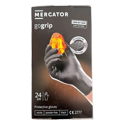 Prémiové nitrilové rukavice Mercator Gogrip One by One čierne, veľkosť XL, 100ks
