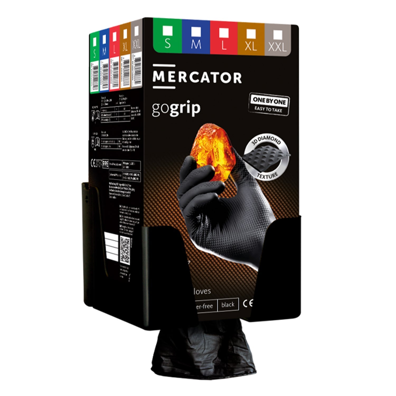 Prémiové nitrilové rukavice Mercator Gogrip One by One čierne, veľkosť XL, 100ks