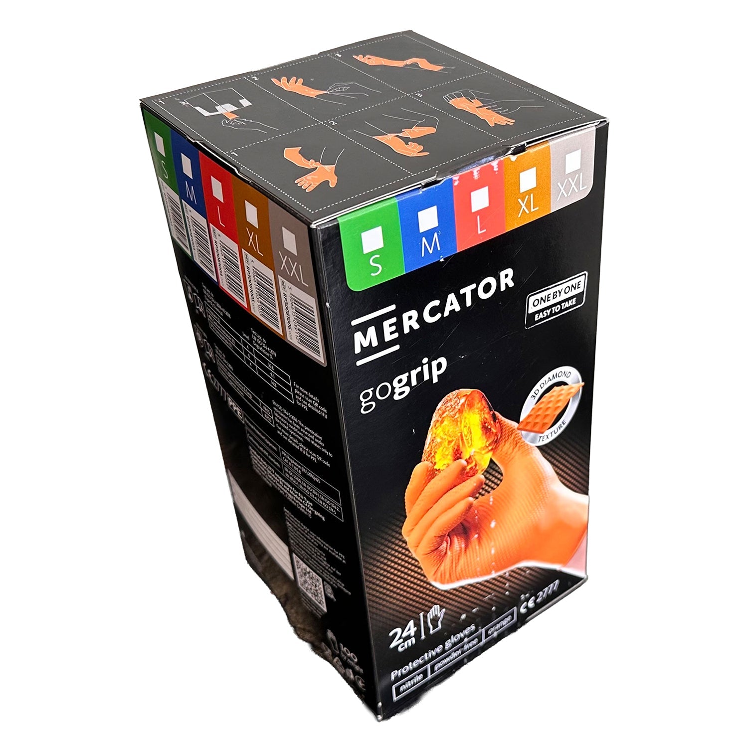 Prémiové nitrilové rukavice Mercator Gogrip One by One oranžové, veľkosť L, 100ks