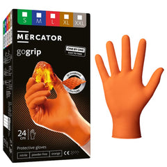Prémiové nitrilové rukavice Mercator GoGrip One by One, oranžové, veľkosť M, balenie 100ks