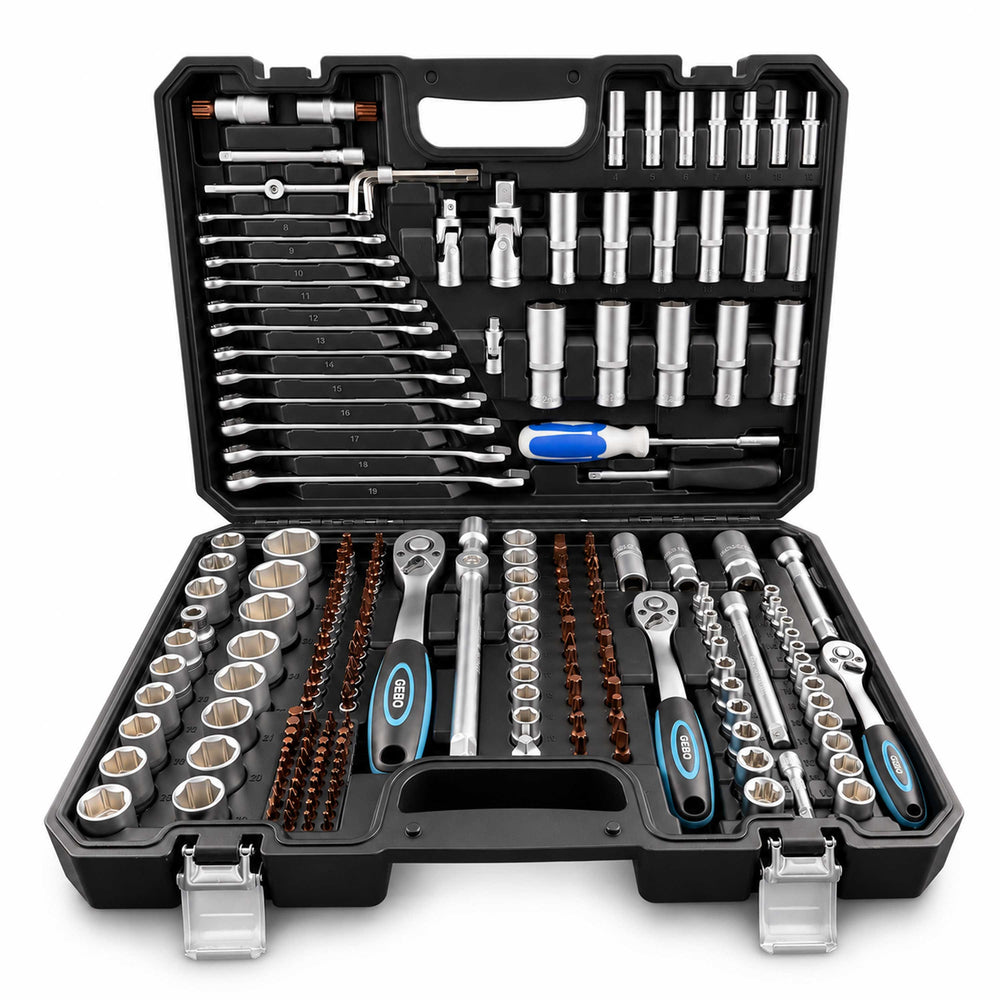Profesionálna Gola sada náradia s nástrčnými hlavicami a račňami 1/2'' 3/8'' 1/4'', 216ks Gebo Tools