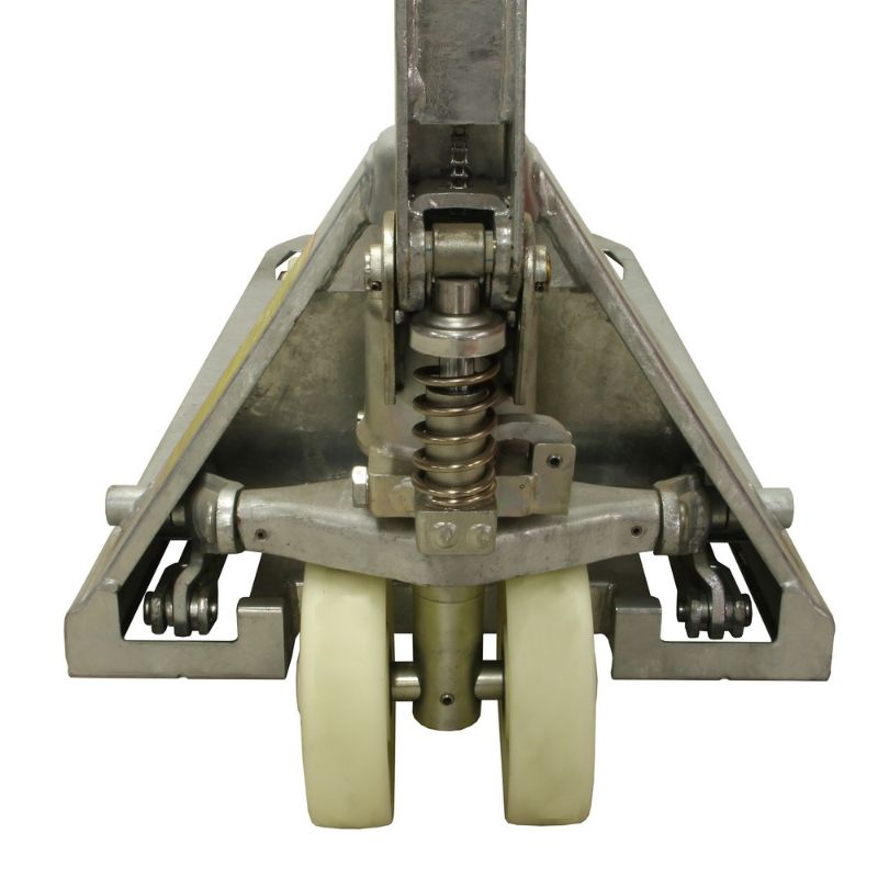 Ručný paletový vozík s dvojitými prednými kolesami, galvanizovaný 2500kg