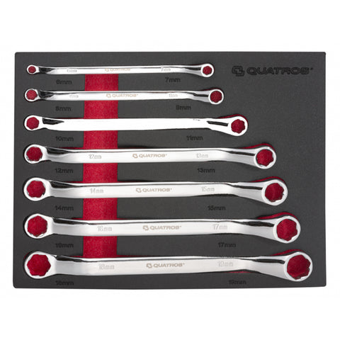 Vložka s obojstrannými očkovými zahnutými kľúčmi 6 - 19mm, 7ks