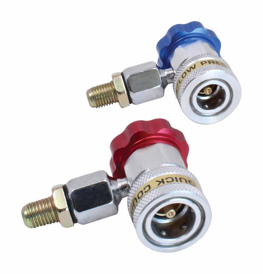 Rýchlosppojky pre klimatizáciu R134A, s ventilom, 90 stupňov