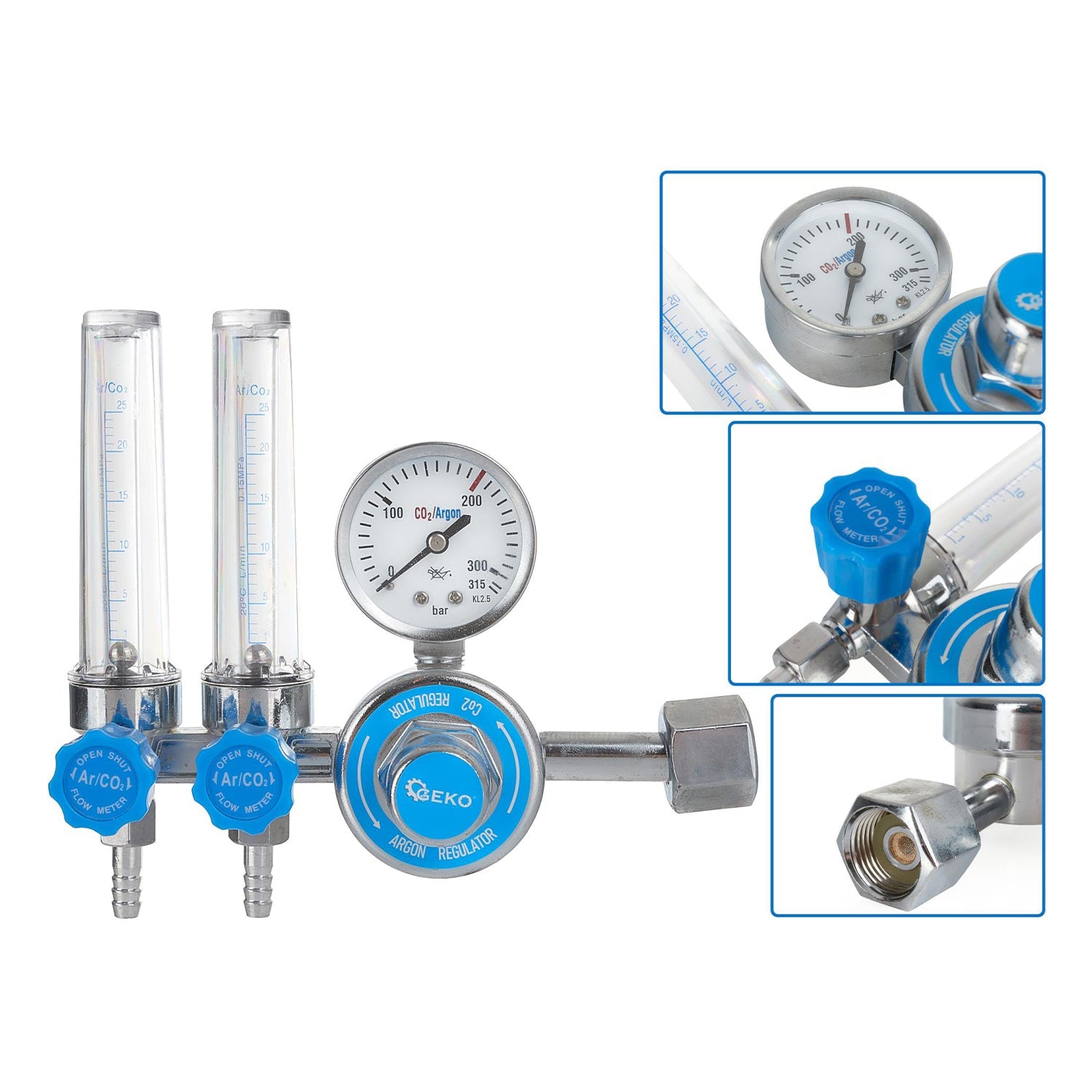 Regulátor tlaku CO2/argón s dvoma prietokomermi