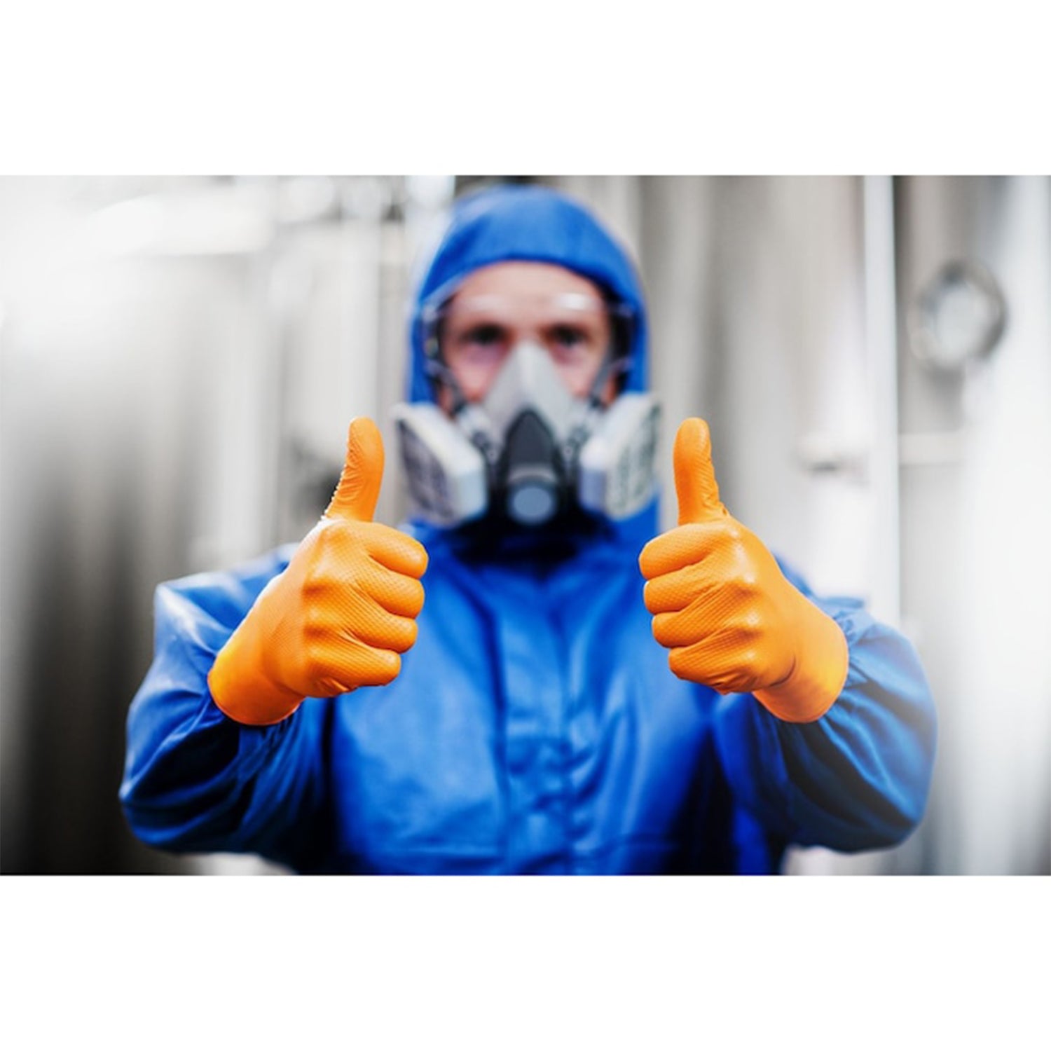 Prémiové nitrilové rukavice Mercator GoGrip One by One, oranžové, veľkosť M, balenie 100ks