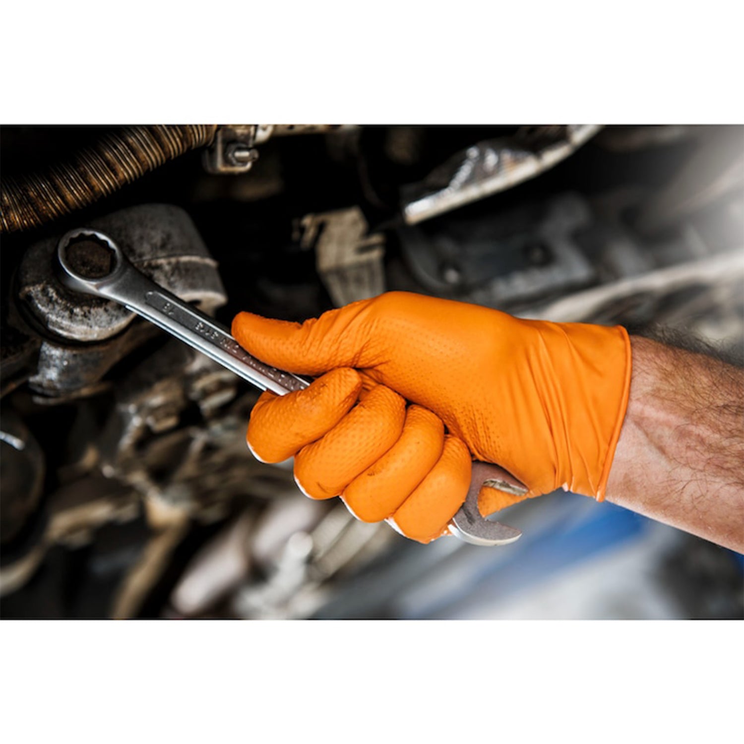 Prémiové nitrilové rukavice Mercator GoGrip One by One, oranžové, veľkosť M, balenie 100ks