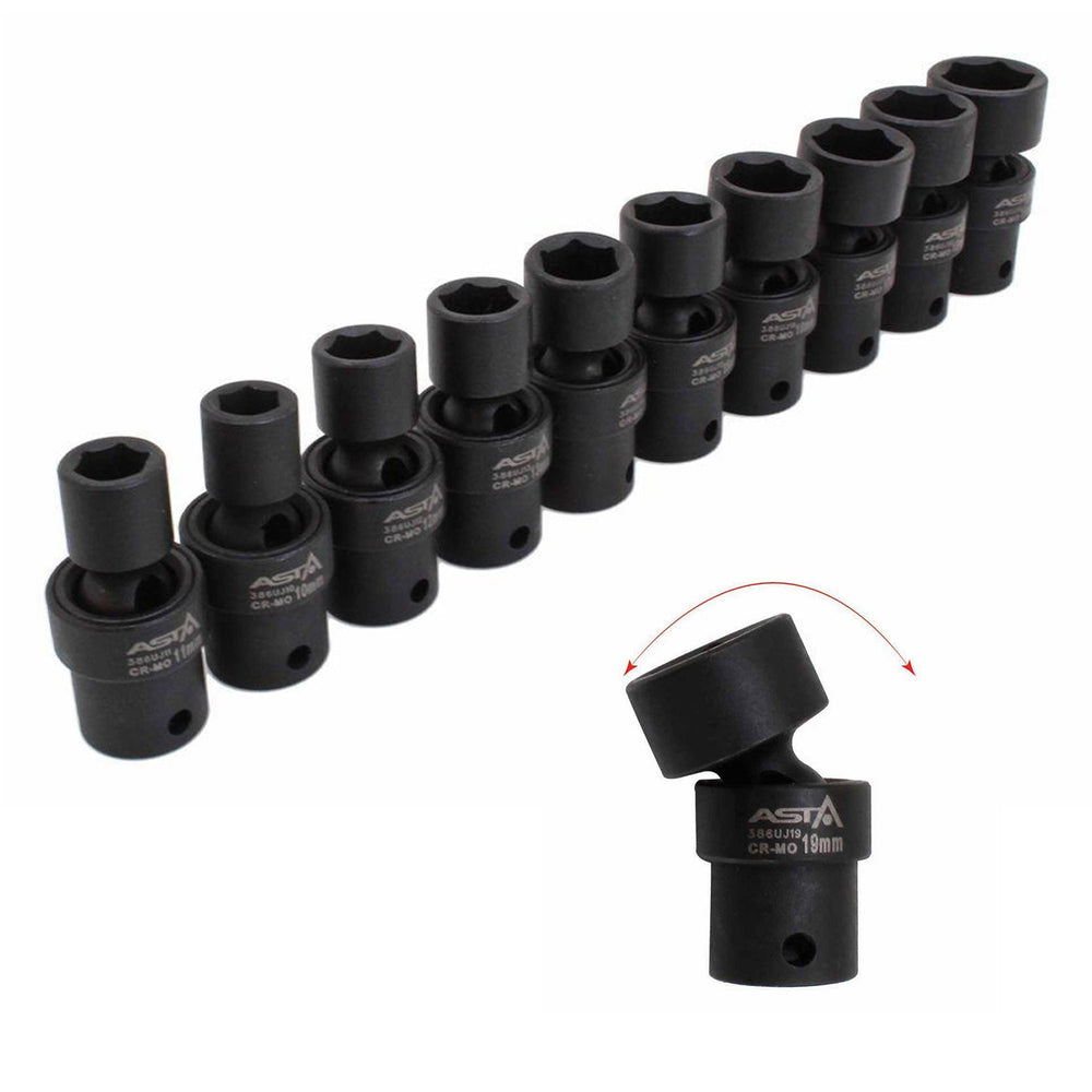 Rázový kardanový kĺb - nadstavec, 3/8'', sada 10ks, 10 - 19mm