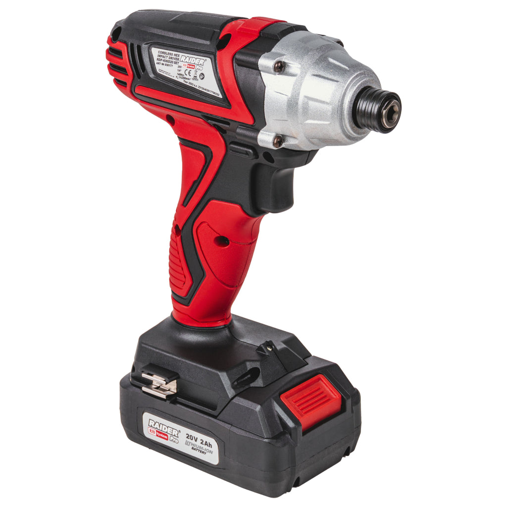 Rázový uťahovák 1/4'' Hex 140Nm 20V 2Ah s akumulátorom Raider