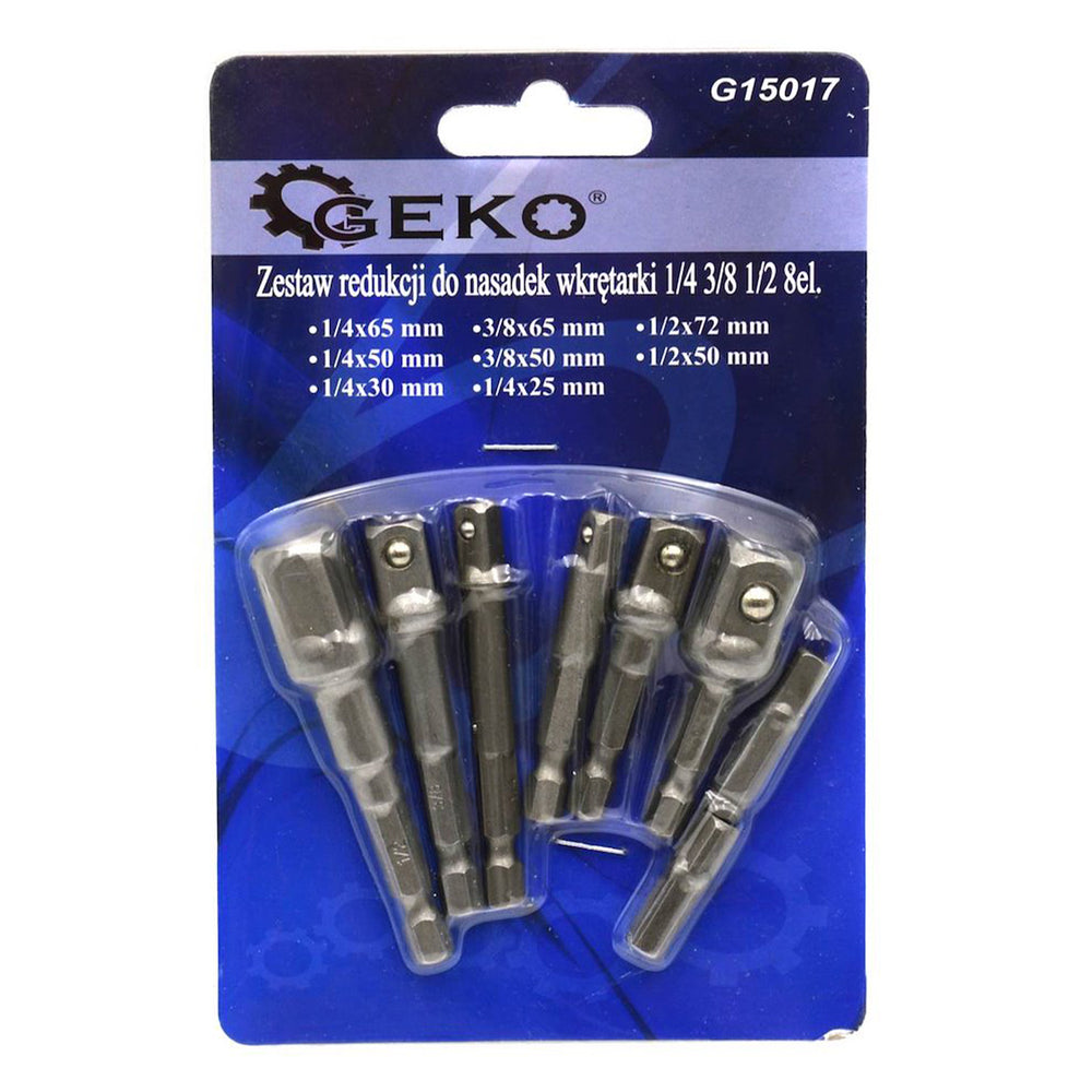 Sada adaptérov na nástrčné kľúče a bity Hex 1/4'', 3/8'', 1/2'', 8ks, Geko