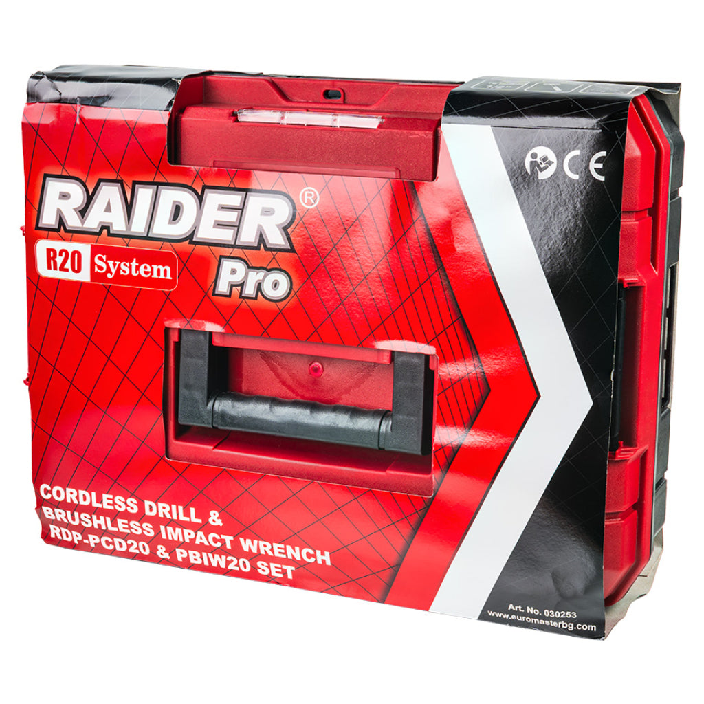 Sada aku príklepová vŕtačka 44Nm a rázový uťahovák 1/2", 320Nm, 2× akumulátor 2Ah Raider Pro