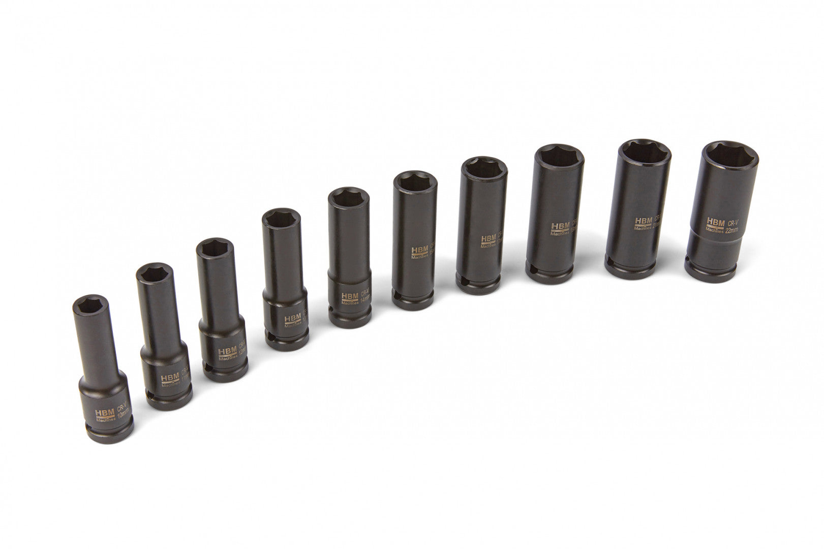 Sada dlhých rázových nástrčných hlavíc - kľúčov 1/2'', 10 - 22mm, 10ks HBM Machines Holandsko