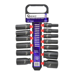 Sada dlhých rázových nástrčných hlavíc - kľúčov 1/2'', 10 - 32mm, 13ks, Geko
