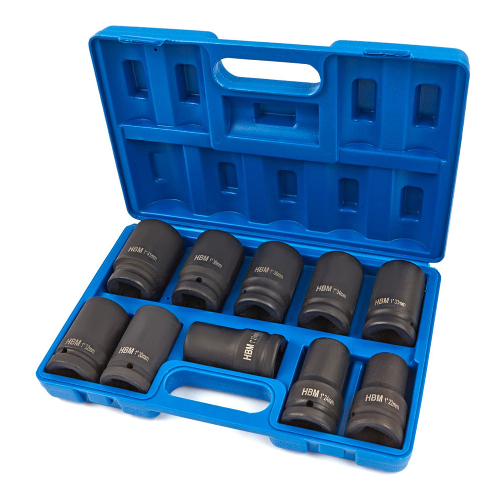 Sada dlhých rázových nástrčných hlavíc - kľúčov 1", 22 - 41mm, 10ks