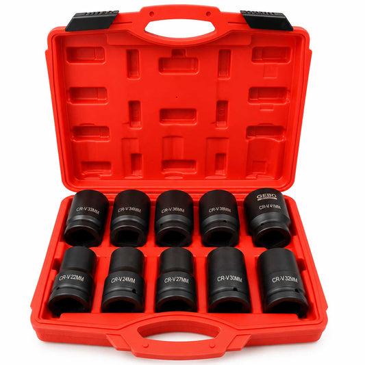 Sada dlhých rázových nástrčných kľúčov - hlavíc 1'', 22 - 41mm, 10ks, Gebo Tools