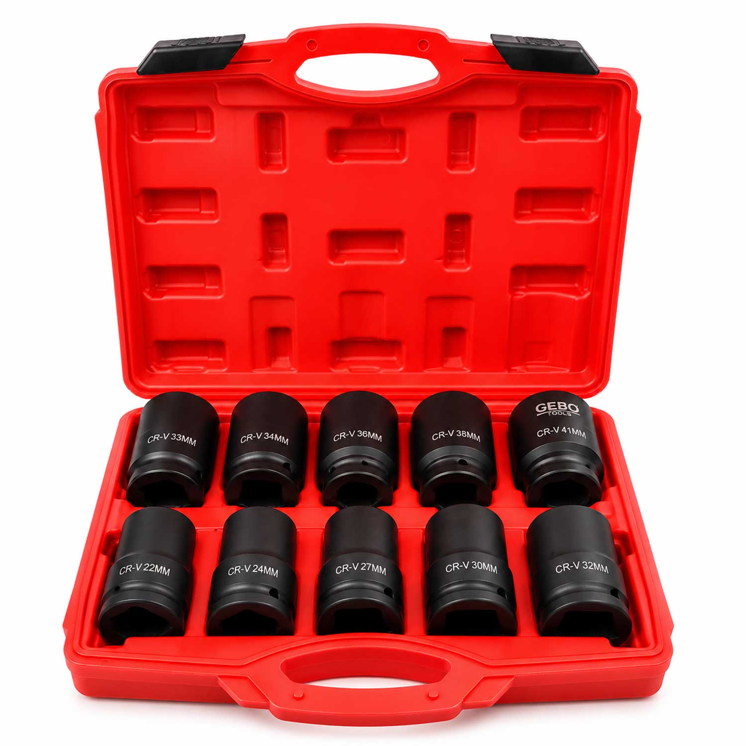 Sada dlhých rázových nástrčných kľúčov - hlavíc 1'', 22 - 41mm, 10ks, Gebo Tools
