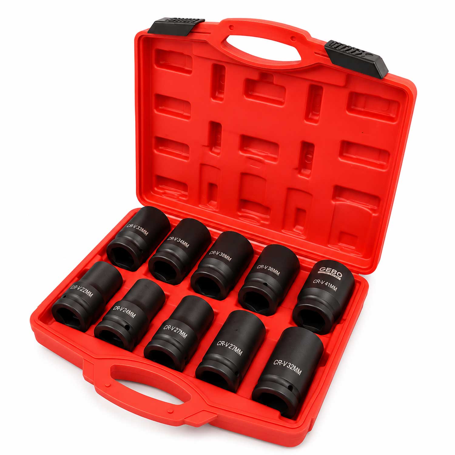 Sada dlhých rázových nástrčných kľúčov - hlavíc 1'', 22 - 41mm, 10ks, Gebo Tools