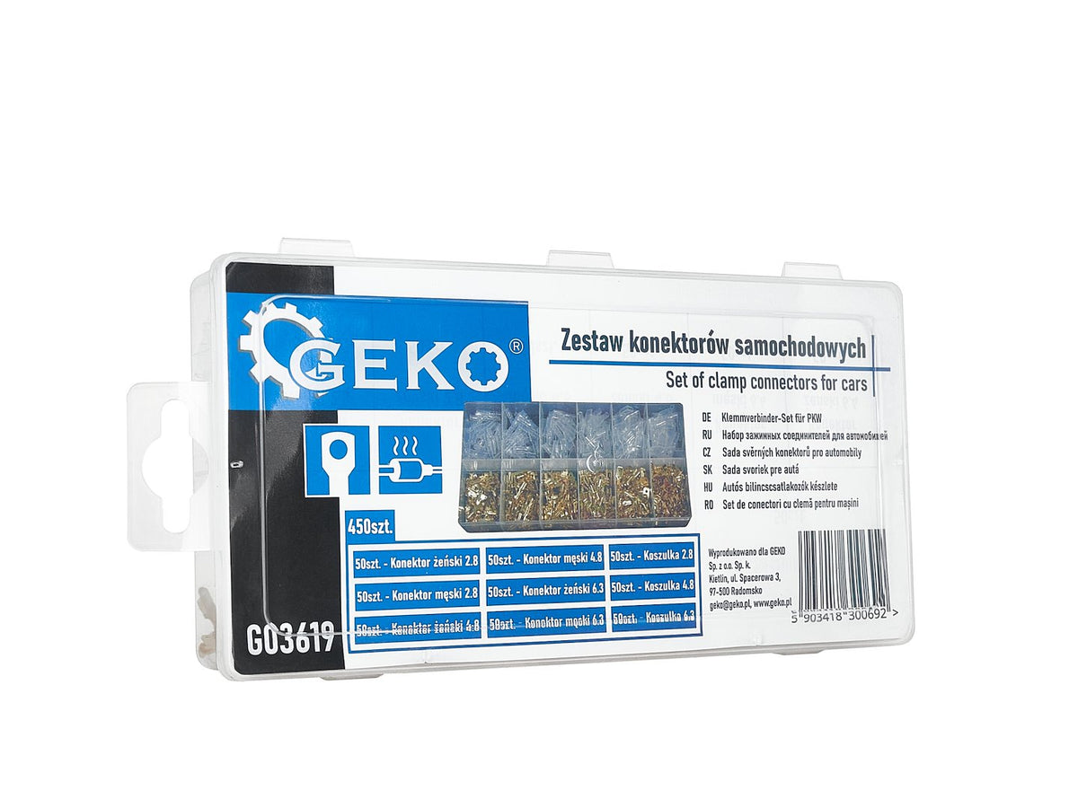 Sada elektrických káblových konektorov pre automobily 450ks 2,8 - 6,3mm Geko