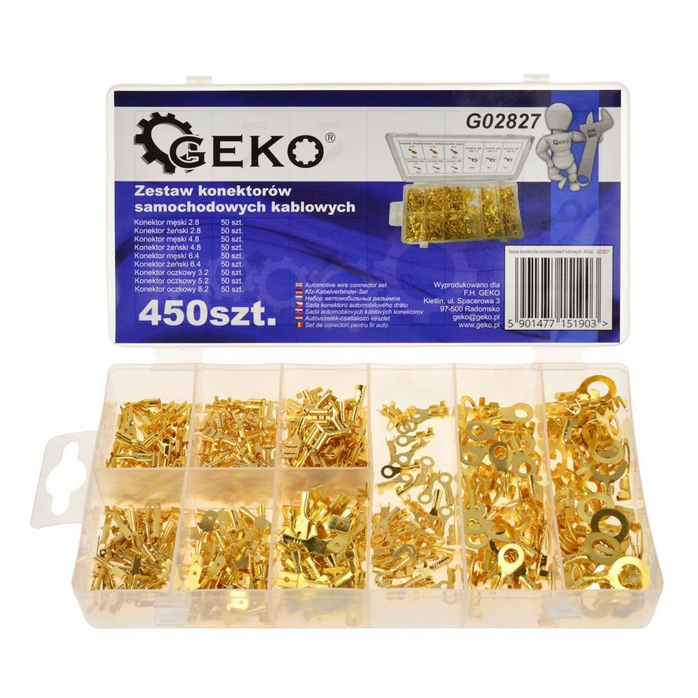 Sada elektrických káblových konektorov pre automobily 450ks 2,8 - 8,2mm Geko