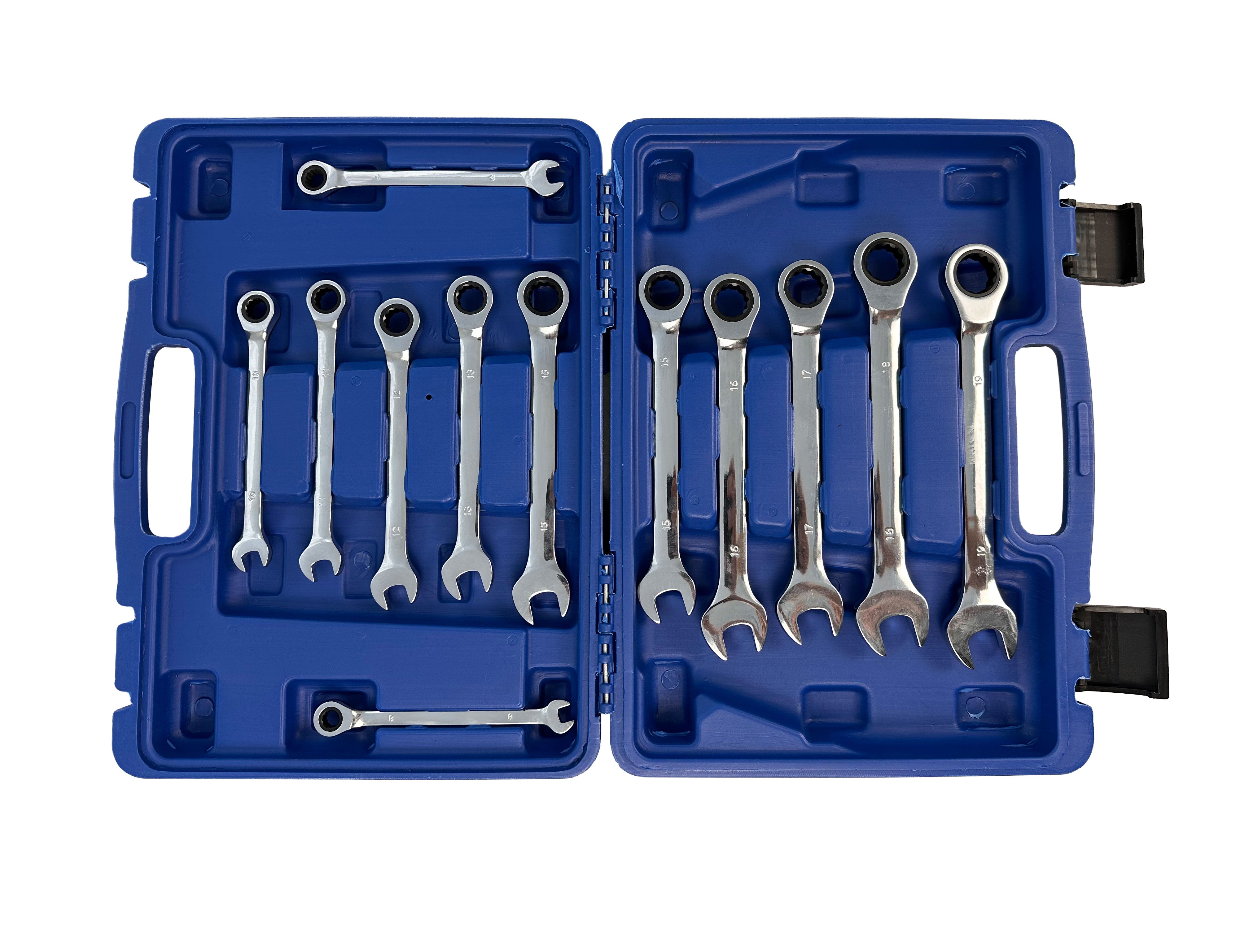 Sada kombinovaných kľúčov s račňou 8 - 19mm 12ks Gebo Tools