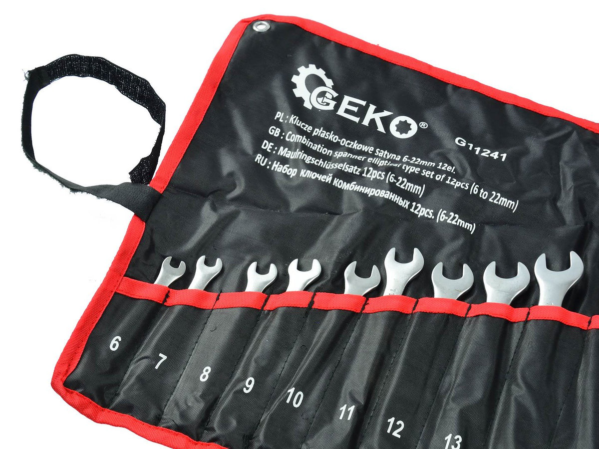 Sada kombinovaných očkoplochých kľúčov CrV, 6 - 22mm, satinované, 12ks, Geko