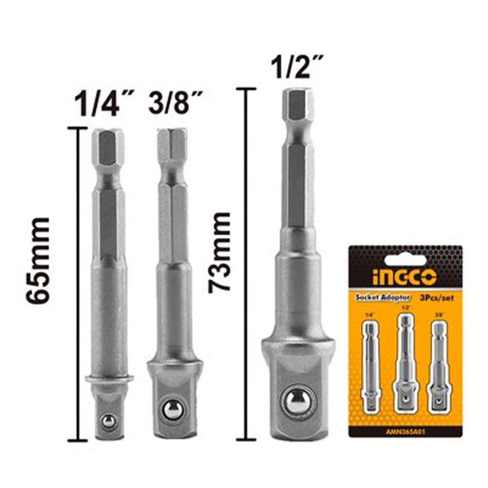Sada magnetických adaptérov 1/4'', 3/8'', 1/2'' Ingco