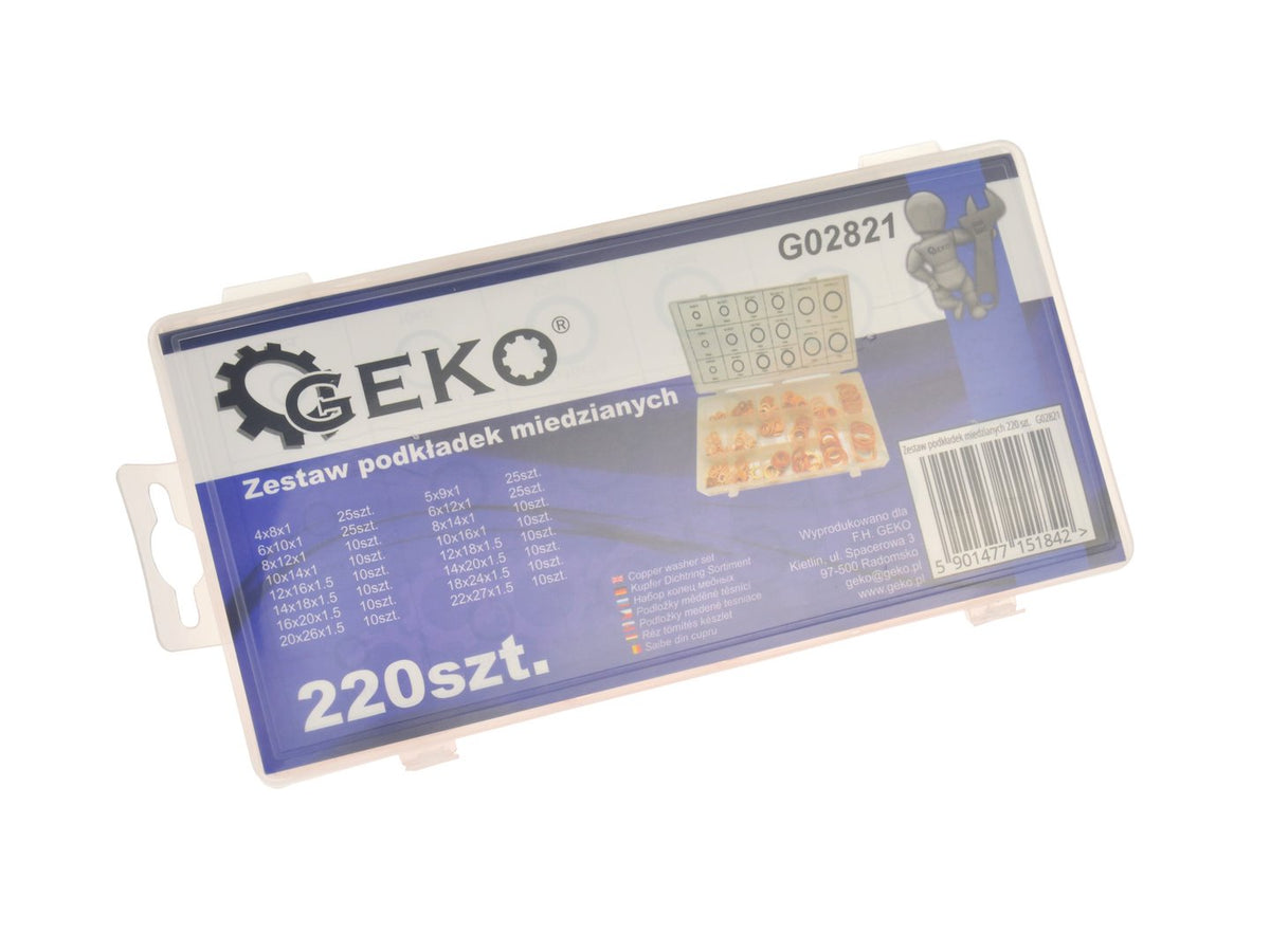 Sada medených podložiek 220ks Geko