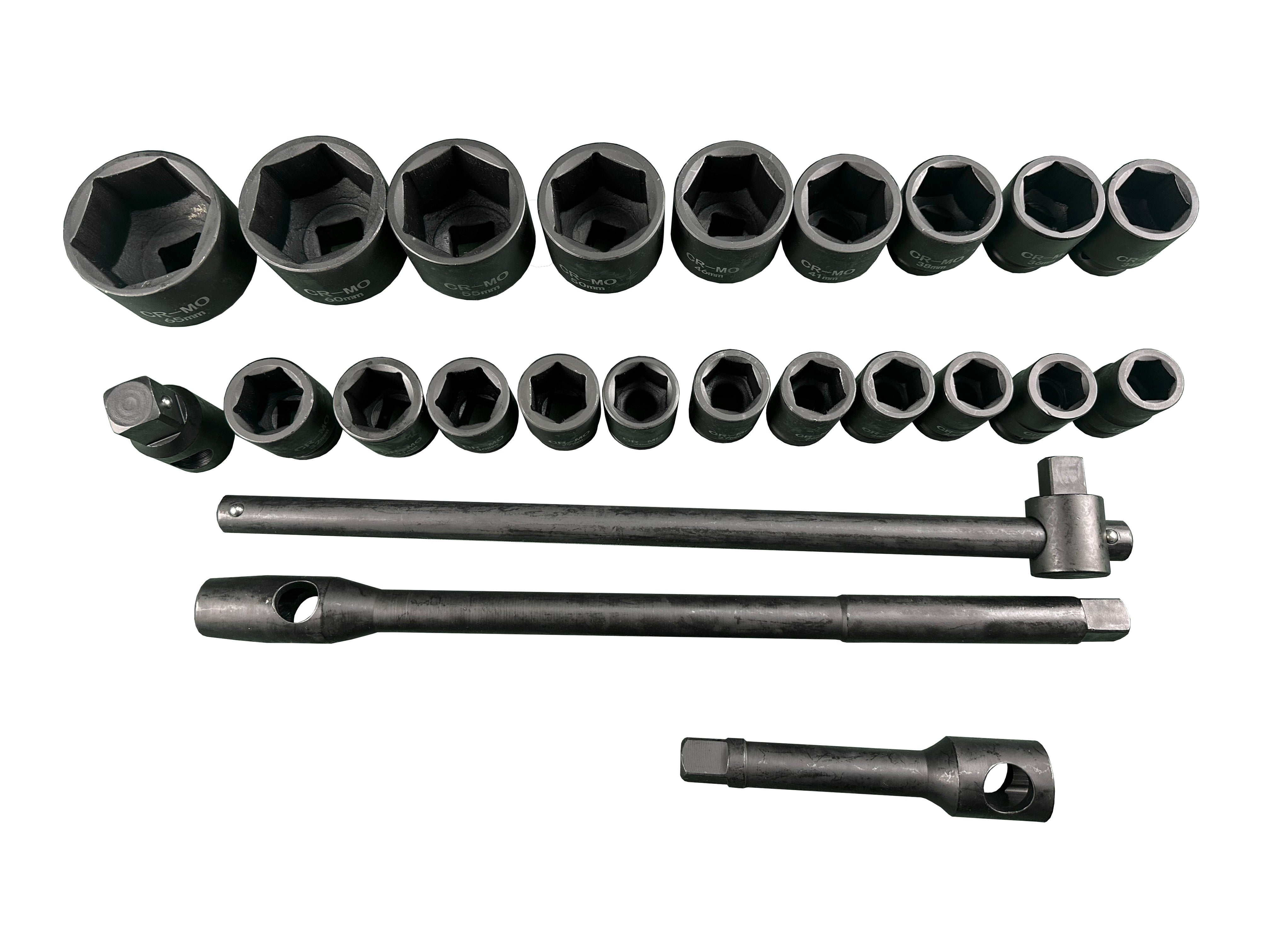 Sada metrických rázových hlavíc - kľúčov, s račňou 3/4" - 1", 26ks Gebo Tools