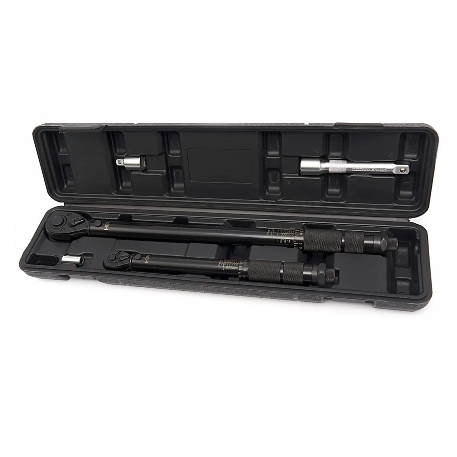 Sada momentových kľúčov HBM Holandsko 5ks, 1/4” (5 - 25Nm) a 1/2” (28 - 210Nm), s predĺžením 125mm a adaptérom