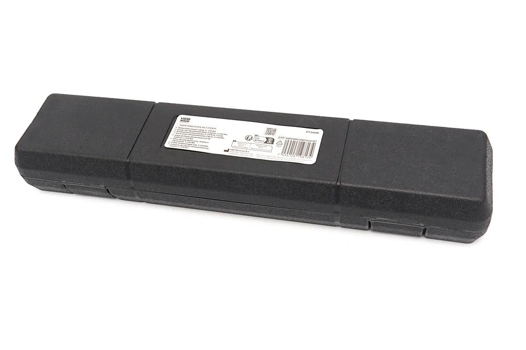 Sada momentových kľúčov HBM Holandsko 5ks, 1/4” (5 - 25Nm) a 1/2” (28 - 210Nm), s predĺžením 125mm a adaptérom