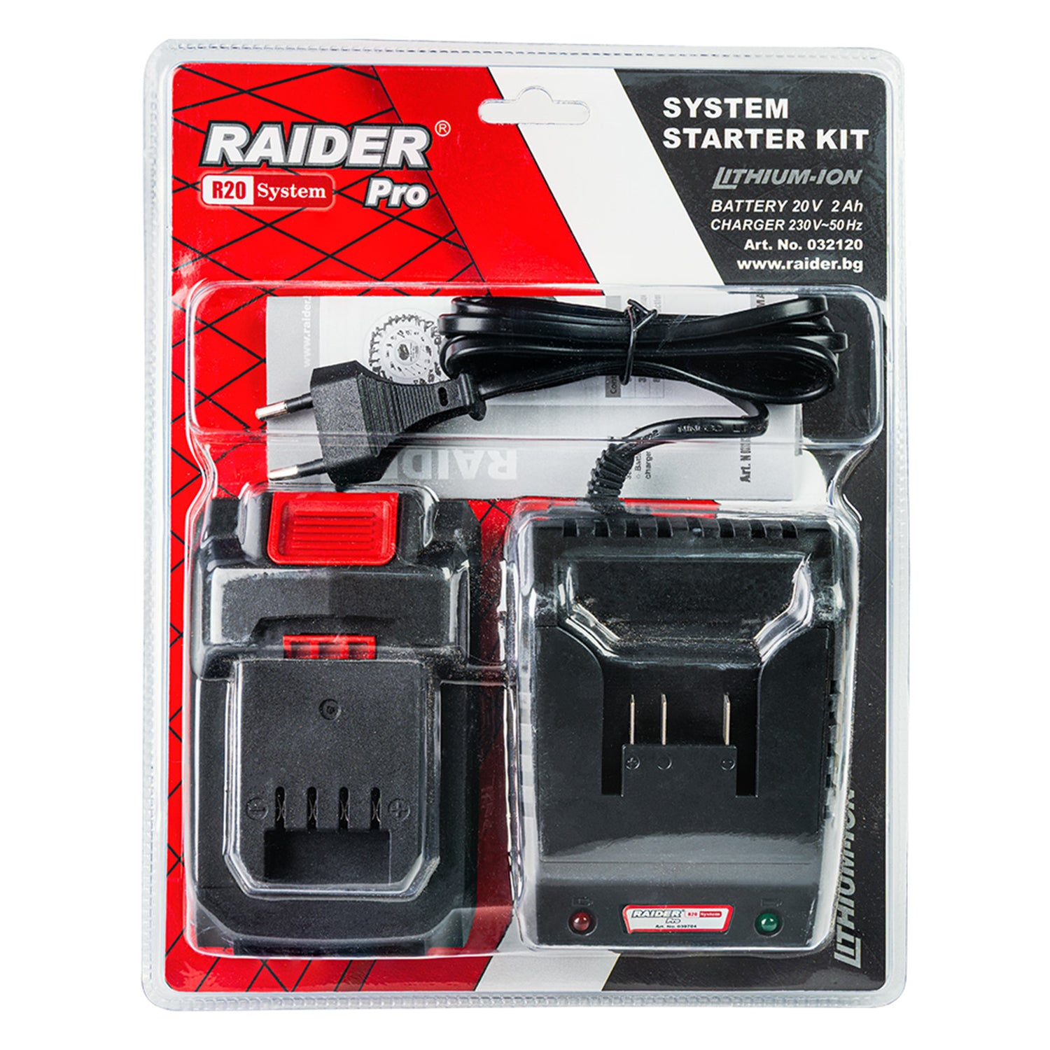 Sada nabíjačka a akumulátor 20V 2Ah Raider Pro