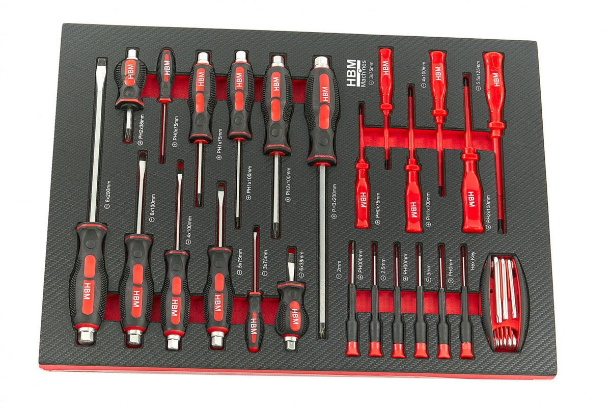 Sada náradia do zásuvky - 4 výplne - vložky, 154ks, rozmery: 39 × 54,5cm HBM Machines Holandsko