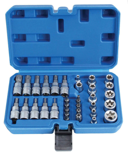 Sada nástrčných hlavíc - kľúčov E-Torx a bitov 3/8'', 34ks, T10 - T60, E4 - E20