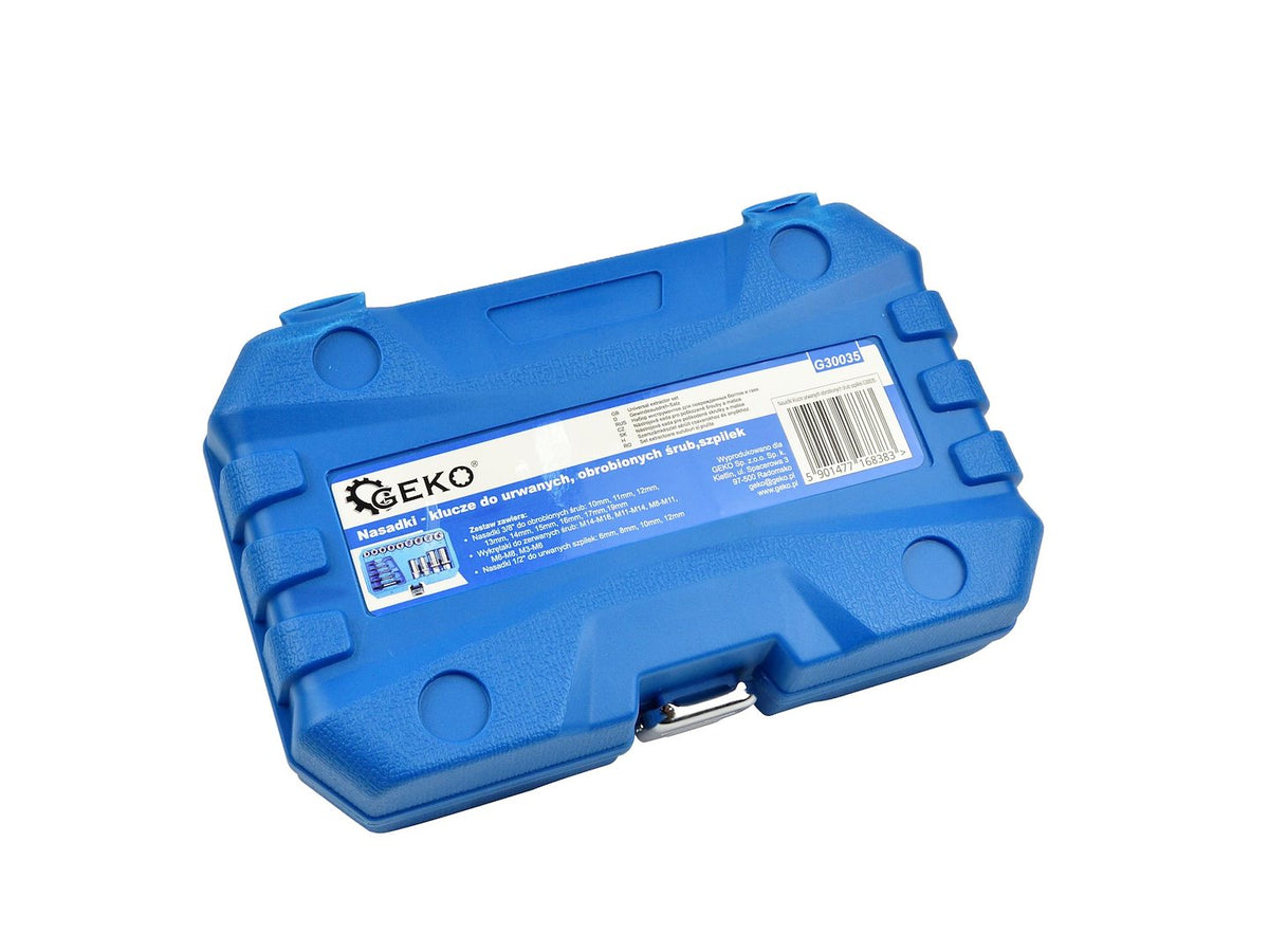 Sada nástrčných hlavíc - kľúčov na opotrebované skrutky, matice a čapy 3/8'' a 1/2'', 6 - 19mm, M3 - M18, Cr-V, 18ks