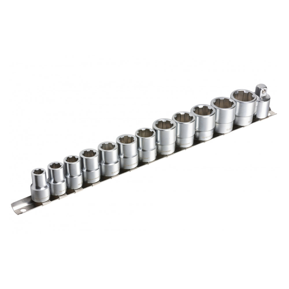 Sada nástrčných hlavíc - kľúčov na poškodené skrutky 3/8'', 8 - 19mm, CrV, Quatros