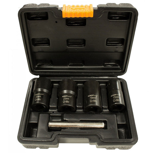 Sada nástrčných hlavíc - kľúčov na vyťahovanie skrutiek 1/2", 5ks, 17 - 22mm Kroftools