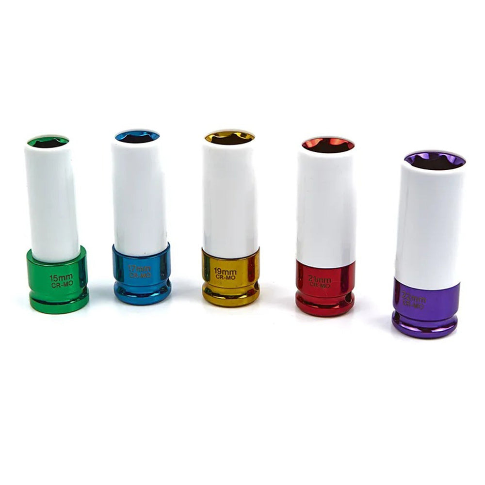 Sada nástrčných hlavíc - kľúčov s ochranou pre hliníkové disky 1/2'', 15 - 22mm, 5ks HBM