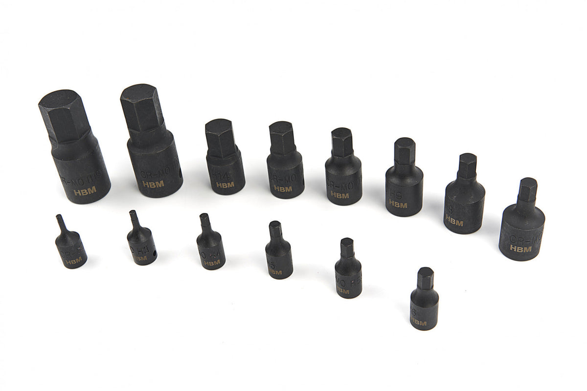 Sada nástrčných hlavíc s bitom - kľúčov, Imbus 6-hran, 2,5 - 19mm, 1/4'' - 1/2'' HBM Machines Holandsko