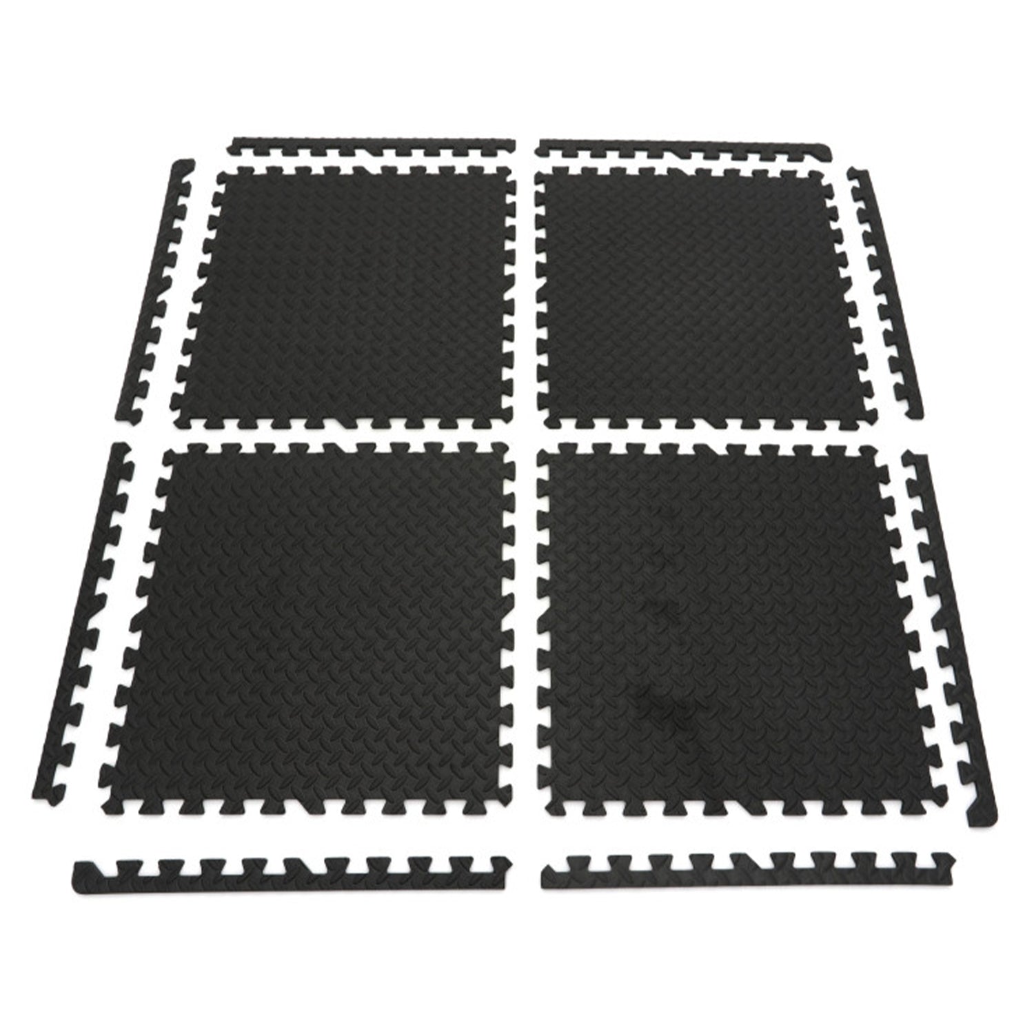 Sada ochranných penových podložiek, typ puzzle, protišmykové, čierne, 61 x 61cm, 4ks HBM Machines