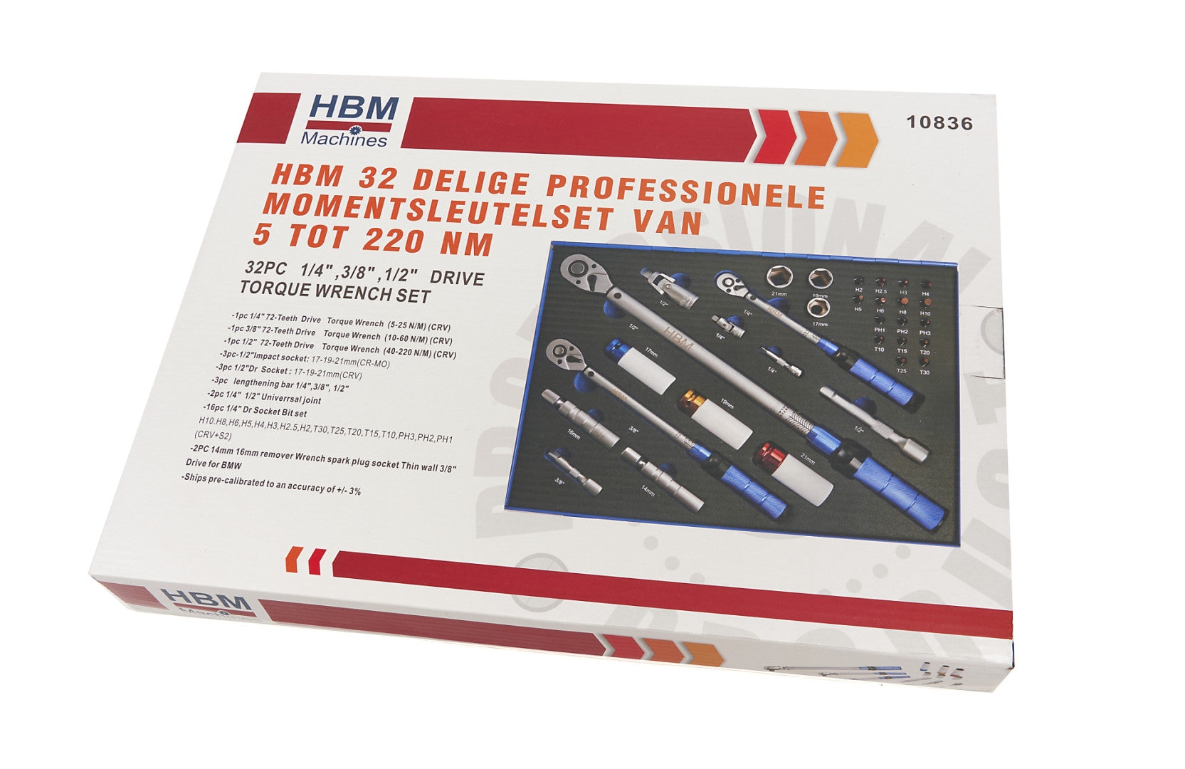 Sada profesionálnych momentových kľúčov 5 - 220Nm, 32ks HBM Machines Holandsko