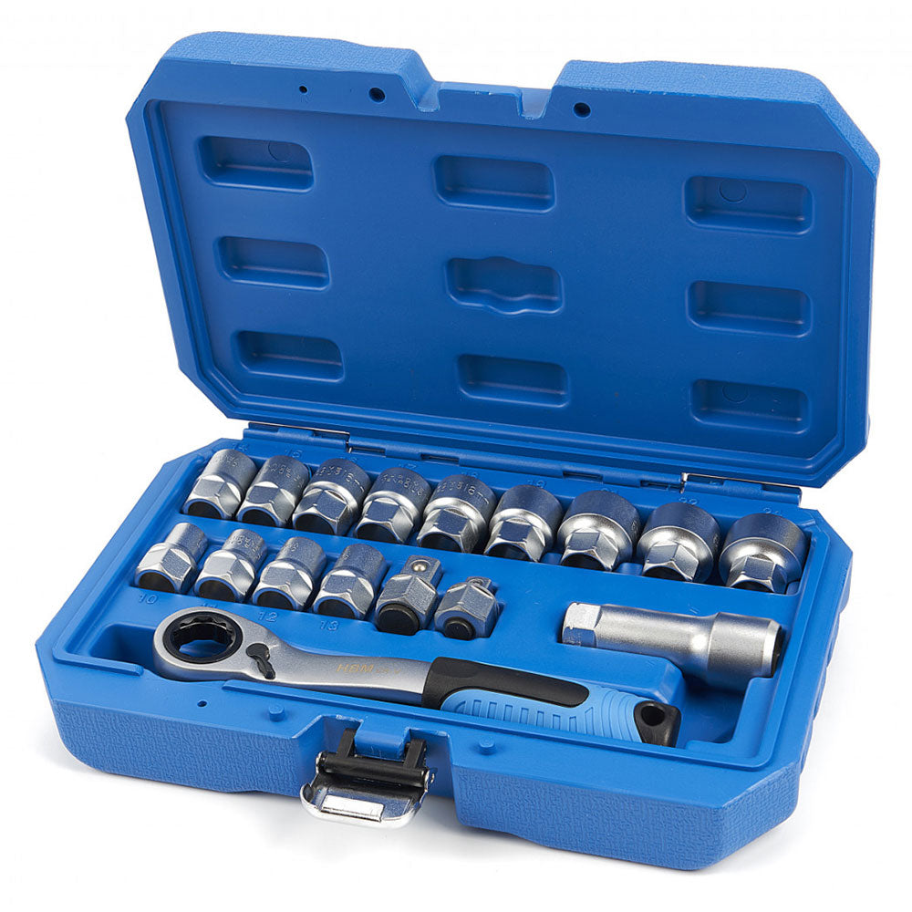 Sada račne a nástrčných hlavíc - kľúčov Vario Plus, 17ks, 10 - 24mm HBM Machines