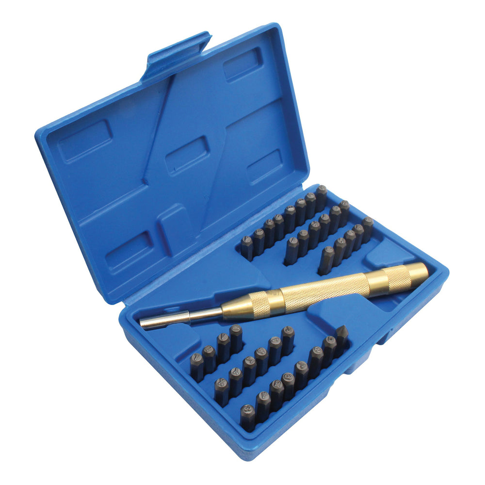 Sada razníc - raziacich matrc, písmená a čísla, s automatickým vyrážačom, 38ks, 170mm, 4mm