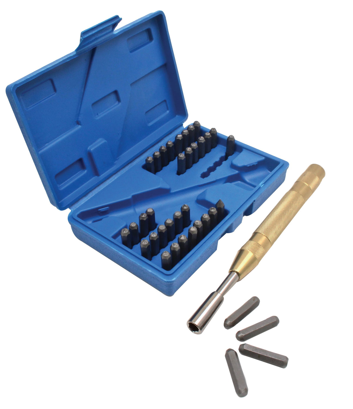 Sada razníc - raziacich matrc, písmená a čísla, s automatickým vyrážačom, 38ks, 170mm, 4mm