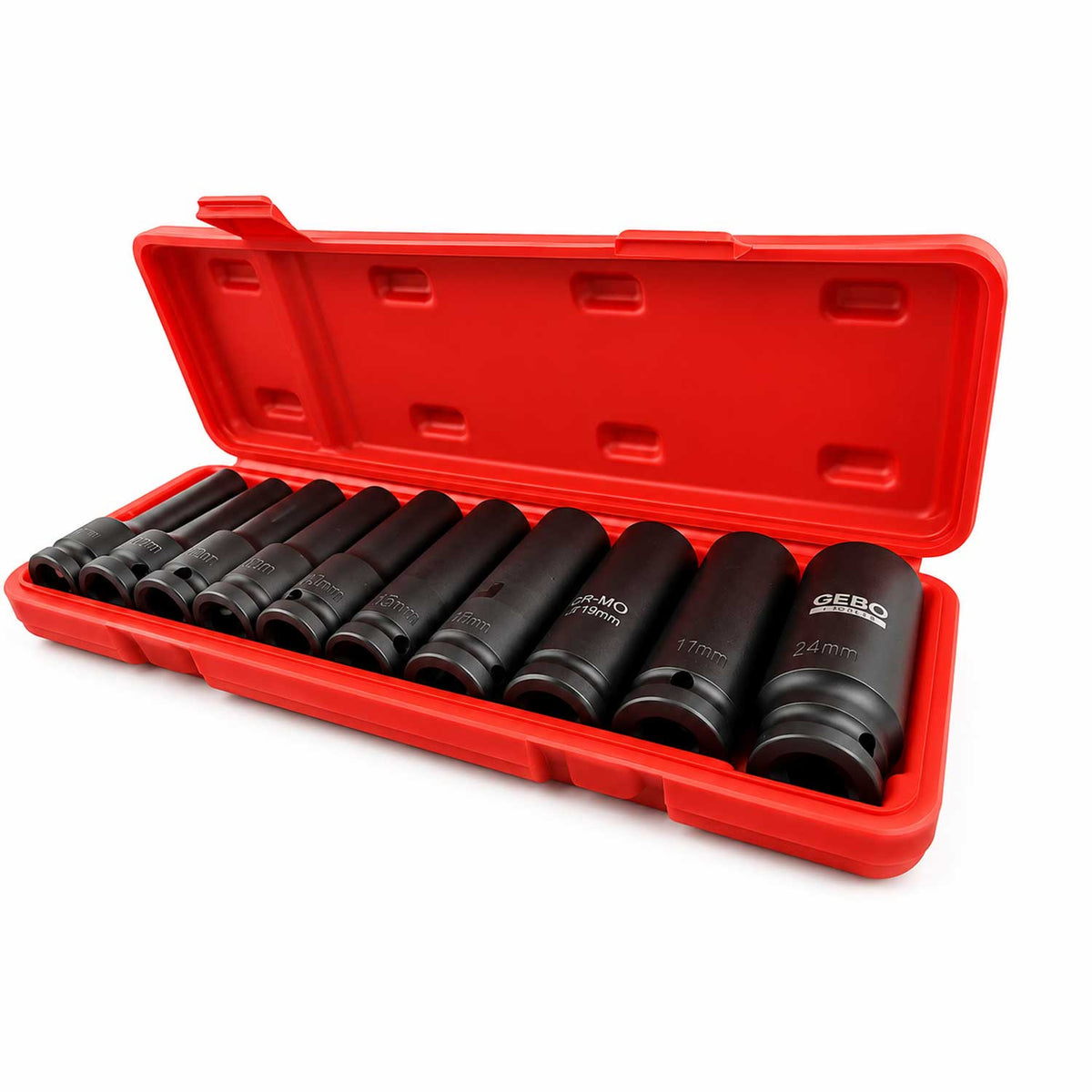 Sada rázových hlavíc Hex 1/2'', 8-24 mm, 10ks Gebo Tools