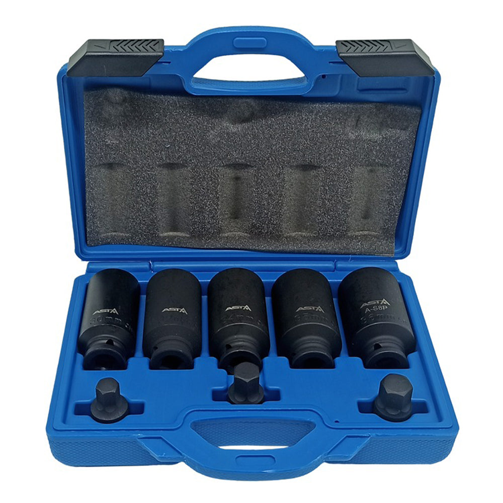 Sada rázových nástrčných hlavíc - nadstavcov 12-hran pre poloosi 1/2'', 8ks 30 - 36mm