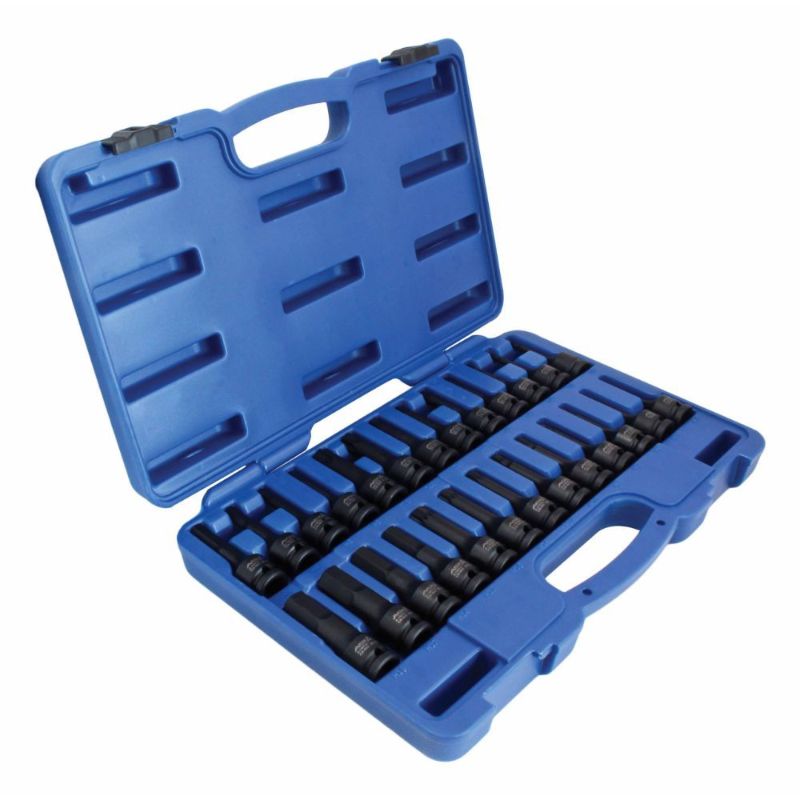 Sada rázových nástrčných hlavíc s bitom - kľúčov, Imbus, Torx, XZN, Spline, 1/2'', 26ks