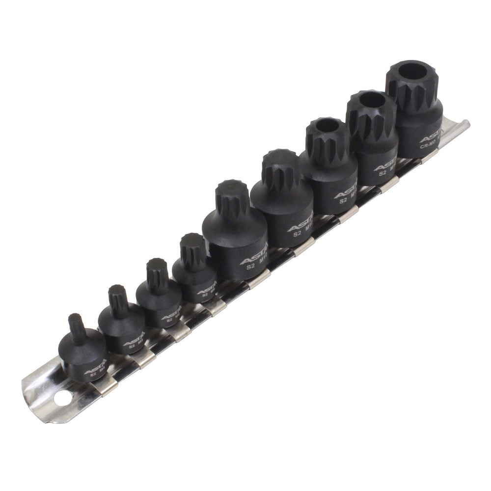 Sada rázových nástrčných hlavíc s bitom - kľúčov XZN, M4 - M18, 1/4'' - 3/8'', 9ks
