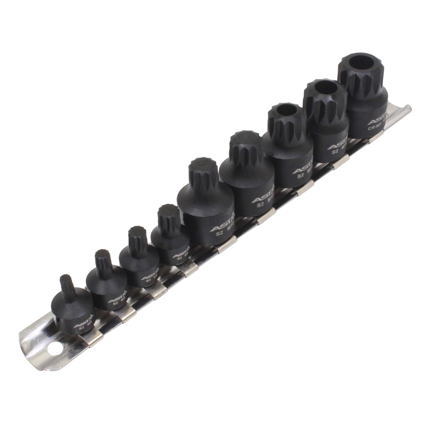 Sada rázových nástrčných hlavíc s bitom - kľúčov XZN, M4 - M18, 1/4'' - 3/8'', 9ks