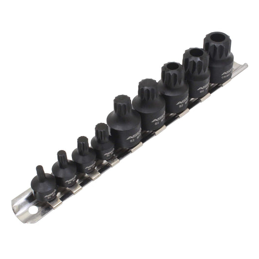 Sada rázových nástrčných hlavíc s bitom - kľúčov XZN, M4 - M18, 1/4'' - 3/8'', 9ks